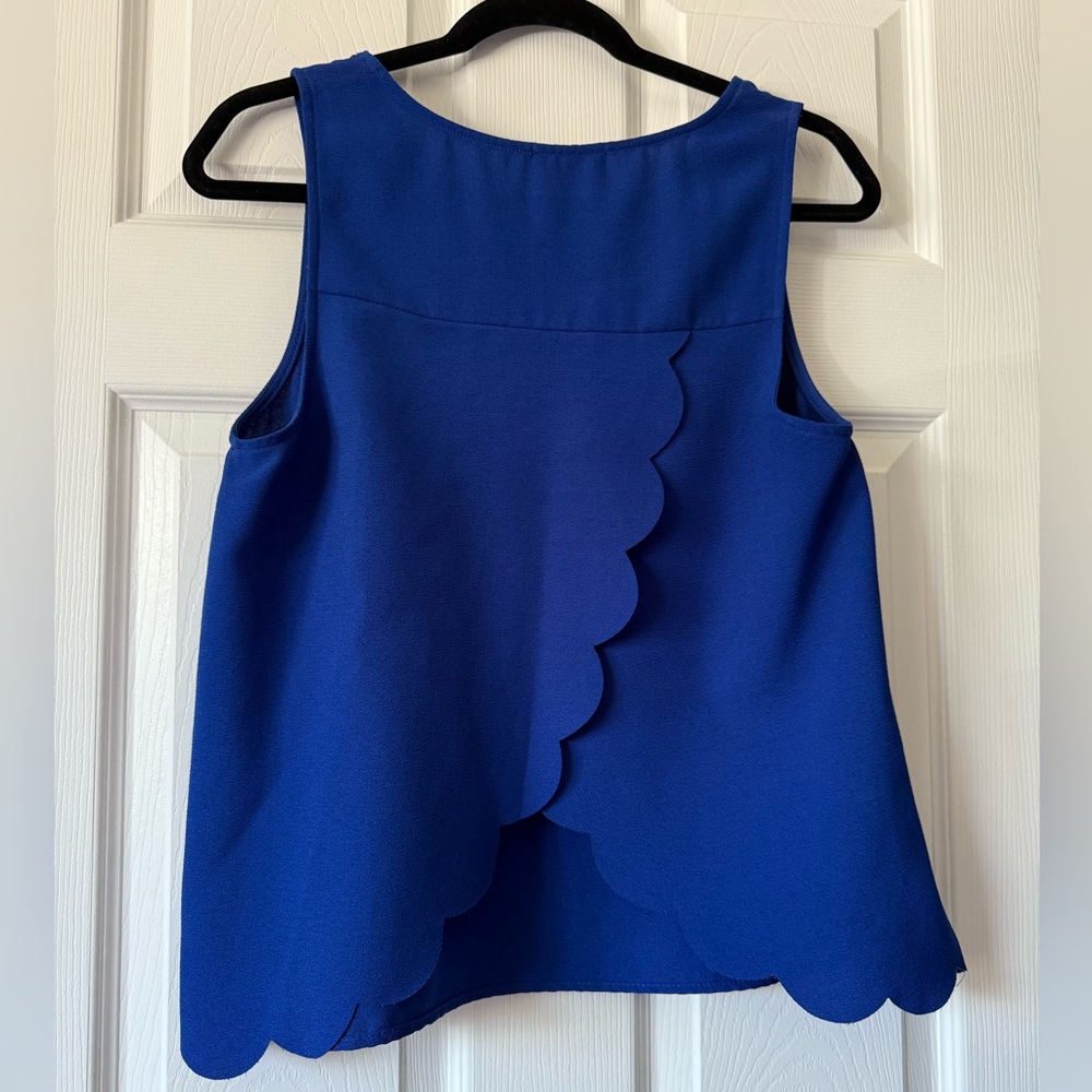Everly Royal Blue Tank Top Scalloped Open Back